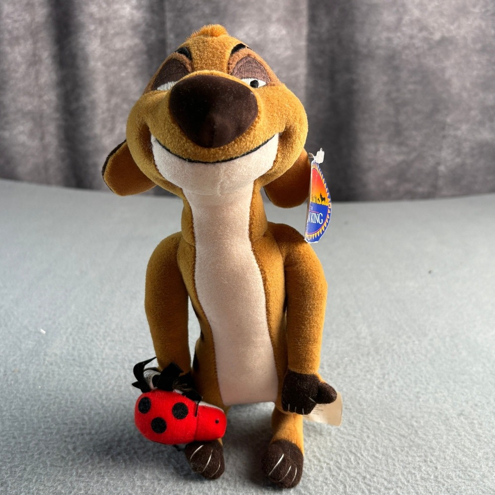 Disney The Lion King Timon Plush 11 Inch Meerkat with Ladybug Vintage Toy
